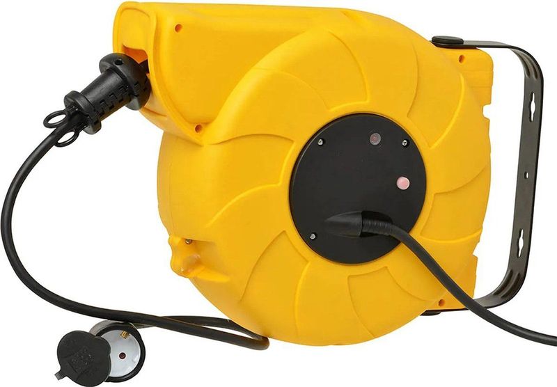 VB Extend Trekveerhaspel 11+2meter - 3x1,5mm - neopreen - Geel