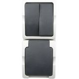 Ratio Schuko Stopcontact en Dubbele Schakelaar - Opbouw, IP54