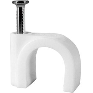 Tack Spijkerclips 4mm - Rond - Wit - 100st per doosje