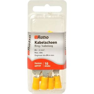 Ratio® Kabelschoen Ring/kabeloog 4-6mm² - ?8mm - Geel - 10st in blister