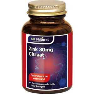 All Natural Zink citraat 30 mg 60 tabletten