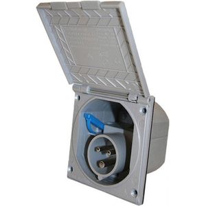 Inbouwstekkerdoos CEE Vierkant Zilver