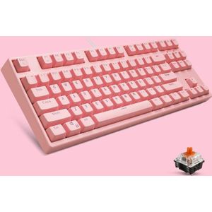 87/108 Sleutels Mechanisch toetsenbord  Kleur: FY87 Roze Shell Roze Cap Tea Shaft