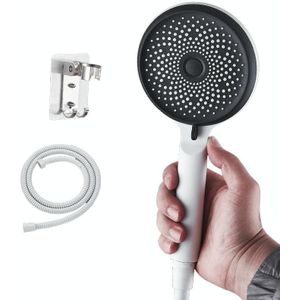 Home Handheld Silicone Supercharged Douche Nozzle  Style: White + Soft Tube + Space Aluminium Seat