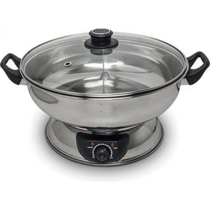 Remo - Elektrische fonduepan - 2 vaks - 4,5 liter - Ø30cm - Elektrische hotpot - 2 aparte vakken