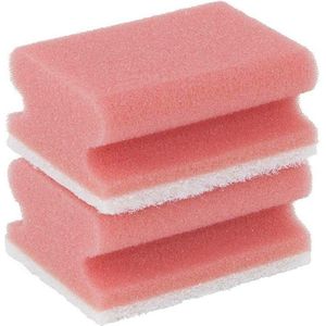 Schuurspons sanitair met greep ca. 95x70x30 mm set à 2 stuks roze