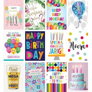MGPcards - 12 wenskaarten met envelop - Gefeliciteerd - Verjaardag
