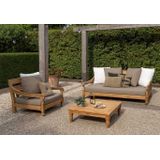 Exotan Kawang 2-zits Loungebank Teak Incl. Taupe Kussens - Duurzaam en Authentiek