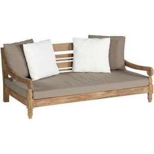 Exotan Kawang 2-zits Loungebank Teak Incl. Taupe Kussens - Duurzaam en Authentiek