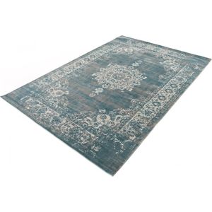 LIFA LIVING Vintage Vloerkleed, Grijs en Blauw Tapijt, Oosters Vloerkleed voor Woonkamer, Slaapkamer, 133 x 200 cm