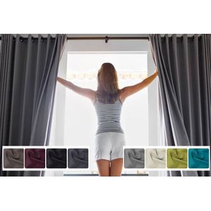 Luxe Verduisterende Gordijnen - Zilvergrijs - Gordijn met Ringen - 300 x 250 cm