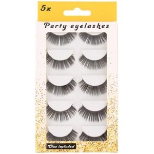 5 Paar Zwarte Nepwimpers met Lijm - 10 Stuks | Valse Wimpers | Nep Wimpers