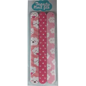 Beauty Nail file Professioneel 3 stuks Nagelvijl (vijl voor nagels voor vrouwen) - Manicure & Pedicure 3 verschillende kleuren roze/wit