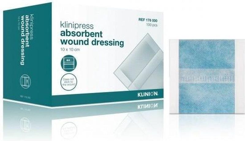 Klinion - Absorberend Wondverband - Zwaar Pulp Vulling - 10x10 cm - 100 Stuks