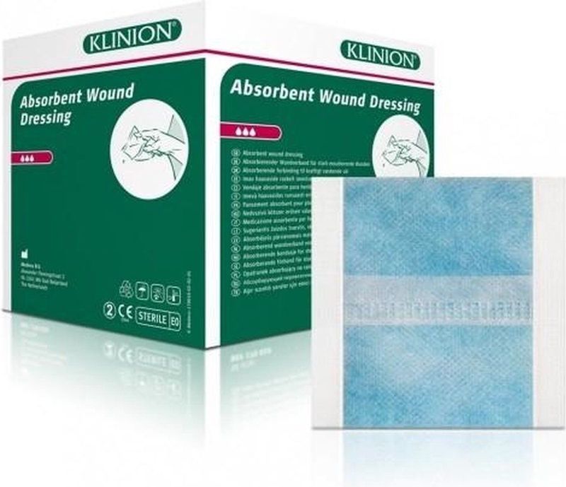 Klinion absorberend wondverband zwaar pulp vulling steriel 10x10cm (50 stuks) Klinion