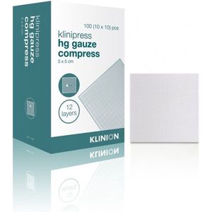 Klinion gaaskompres HG steriel 12-laags 5x5cm 100 stuks Klinion