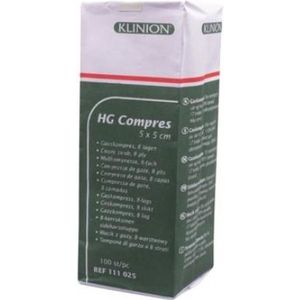 Klinion gaaskompres HG 8-laags 5x5cm (100 stuks) Klinion
