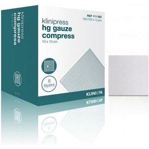 Klinion gaaskompres HG 8-laags 10x10cm (100 stuks) Klinion