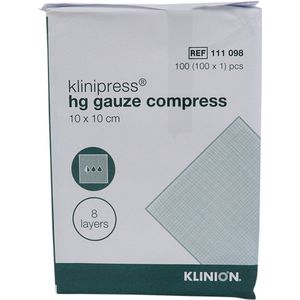 Klinion - HG Gaaskompres - 8-laags - 10 x 10 cm - 100 Stuks
