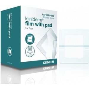 Klinion Kliniderm Film met Pad wondpleister steriel 5x7,2cm Klinion