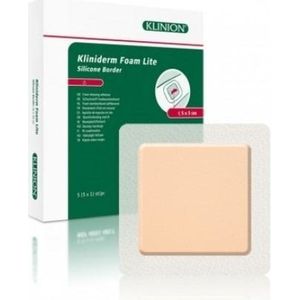 Kliniderm Foam Silicone Lite schuimverband met Border 7,5x7,5cm Klinion