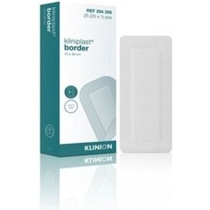 Kliniplast Border 10x30cm steriel Klinion - Wit - Polyethyleen (wondkussen 100% viscose) - Eilandpleister - Steriel