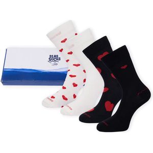 Seas Socks - Heren Giftbox 4-pack - Huissokken - Zwart & Wit