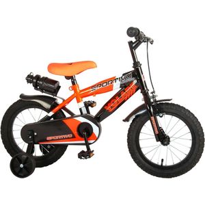 Volare Sportivo Kinderfiets - Jongens - 14 inch - Neon Oranje Zwart - Twee Handremmen