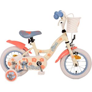 Disney Stitch Kinderfiets - Meisjes - 12 Inch - Crème Koraal Blauw