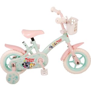 Woezel Pip Kinderfiets - Meisjes - 10 inch - Mint Blauw Roze - Doortrapper