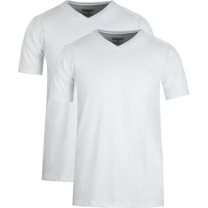 STØRVIK Extra Lang T-Shirt 2-Pack - Wit - Katoen - V-Hals
