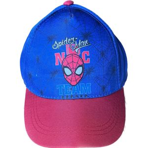 Marvel - Spider-man cap - Pet - Jongens - Junior - Textiel Blauw & Rood - Maat 52 cm