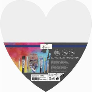 Canvas Schilderij Doek/Paneel - Schilderdoeken - Hart - Wit - 30 X 29 cm - Hobby Schilderen