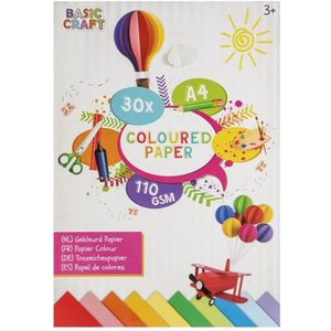 Gekleurd papier - 30 vellen - A4-formaat - knutselpapier/tekenpapier