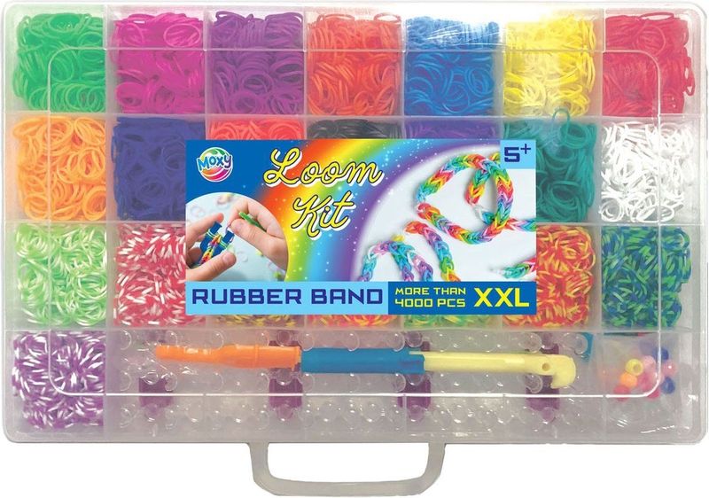 Rubber Band Loom in Opbergdoos, 4000st.