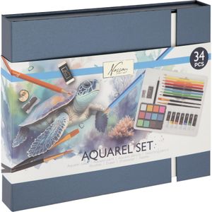 Nassau Aquarel art set 34 pcs. in cardboard box