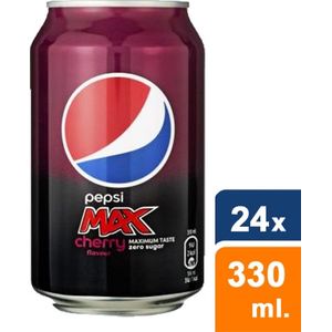 Pepsi Max frisdrank, cherry, blik van 33 cl, pak van 24 stuks