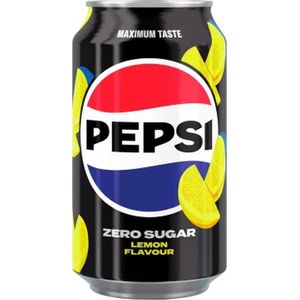 Pepsi Zero Sugar Lemon frisdrank, blik van 33 cl, pak van 24 stuks