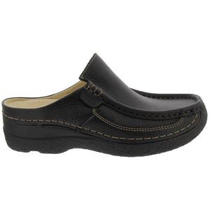 Wolky - 0620270 Leren Dames Muilen - Zwart - Anatomisch Voetbed