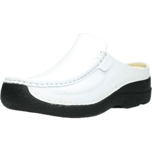 Wolky Klompen Roll Slide wit geprint leer