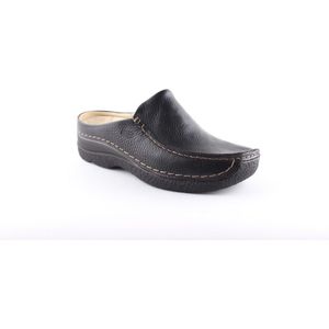 Wolky Instapper Seamy Slide Printed Leather - Kleur: Black