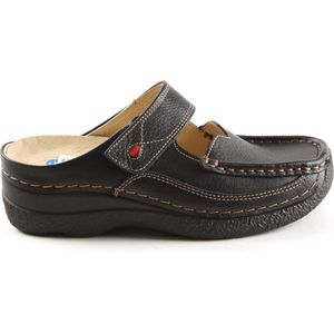 Slipper Wolky Women Roll Printed Leather Black