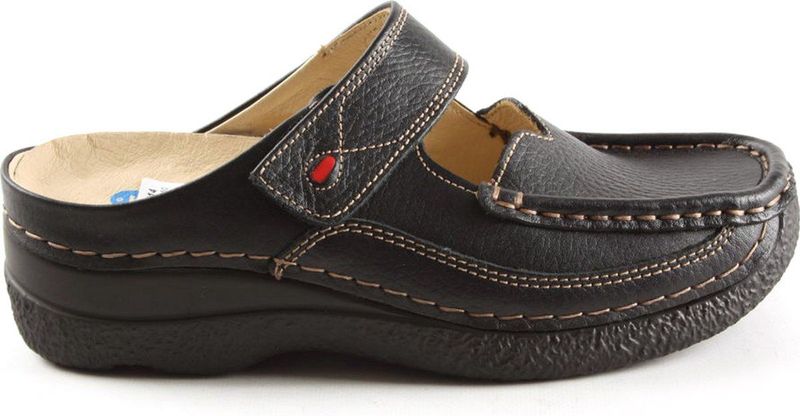 Slipper Wolky Women Roll Printed Leather Black