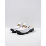 Wolky Klompen Roll Slipper wit zwart leer