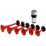 TCP - Zestonige Claxon - Rood - Staal, Kunststof - 12V