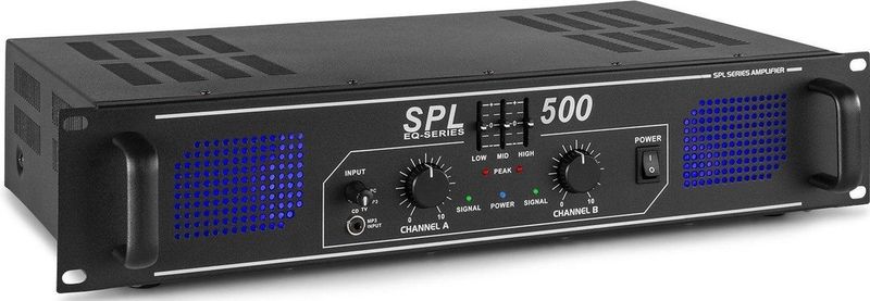 Skytec SPL500 2-kanaals versterker met 3-bands equalizer - 2x 250W