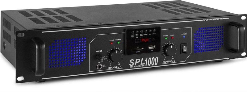 Skytec SPL1000MP3 stereo DJ versterker met ingebouwde USB MP3 speler - 2x 500W