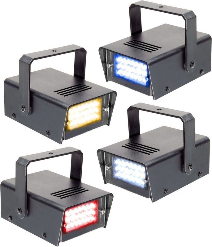 Stroboscoop - BeamZ BMS24SET - Set van 4x stroboscoop discolamp - 4 kleuren