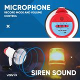 Megafoon met Sirene en Opnamefunctie - Vonyx MEG020 - 20 Watt - 700 Meter Bereik - Polsband