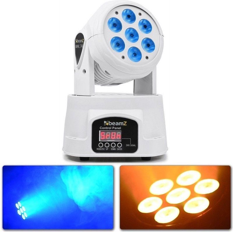 Moving head - BeamZ MHL74 - Witte LED moving head Wash met 7x 10W LED's
